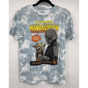 Old Navy Star Wars The Mandalorian Graphic TShirt Light Blue White Medium NEW